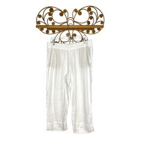 J.Jill Purejill white linen pull-on pants PM